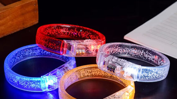 Colorful Polypropylene LED bracelet 6.8cm fluorescent bubble bracelet LED luminous bracelet