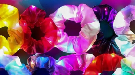 Light Up LED Scrunchies Luminous Satin Elastic Hair Bands for Women Girls, Glow in the Dark Hair Ties Christmas Party Supplies